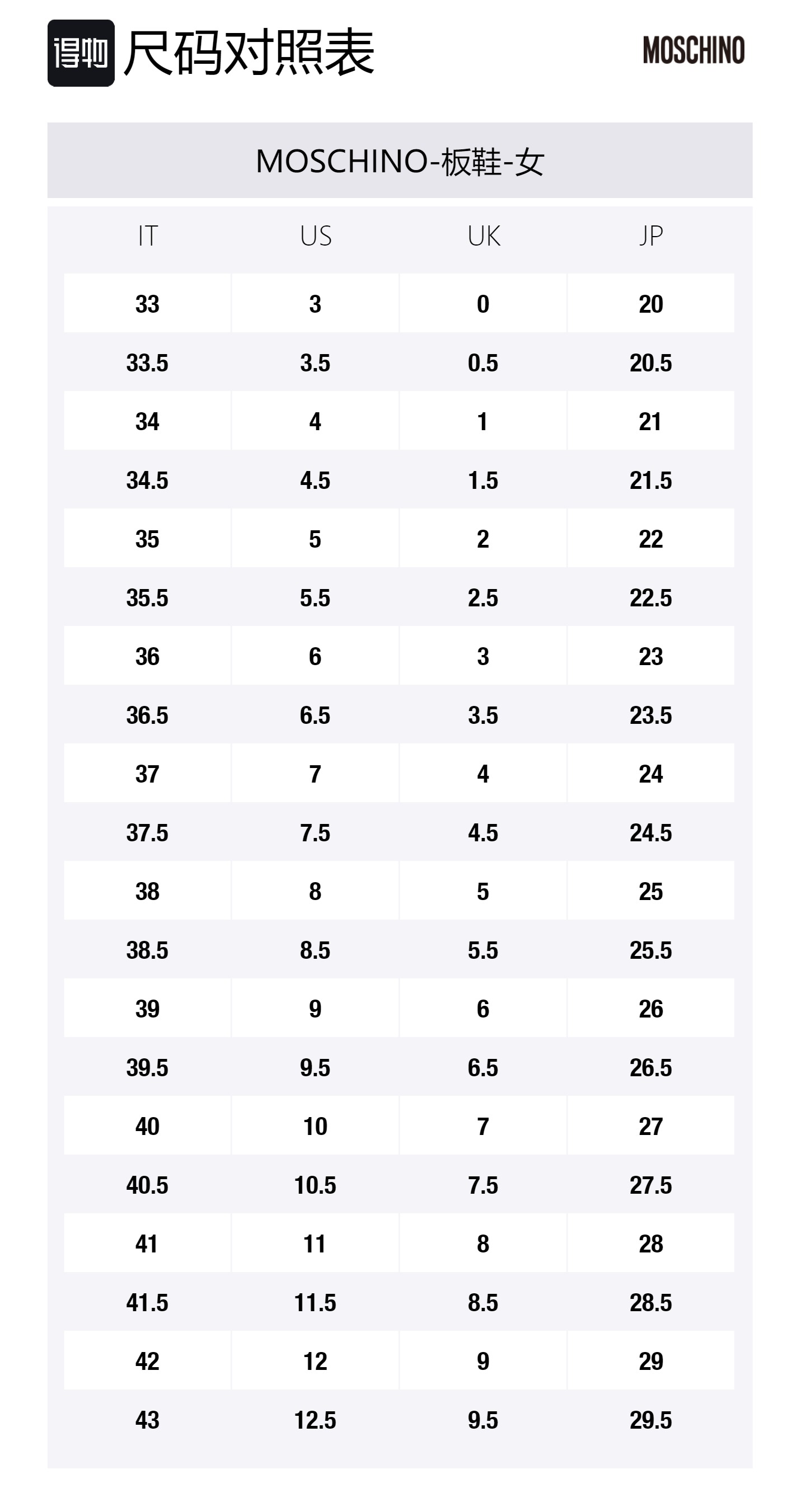 Size Table